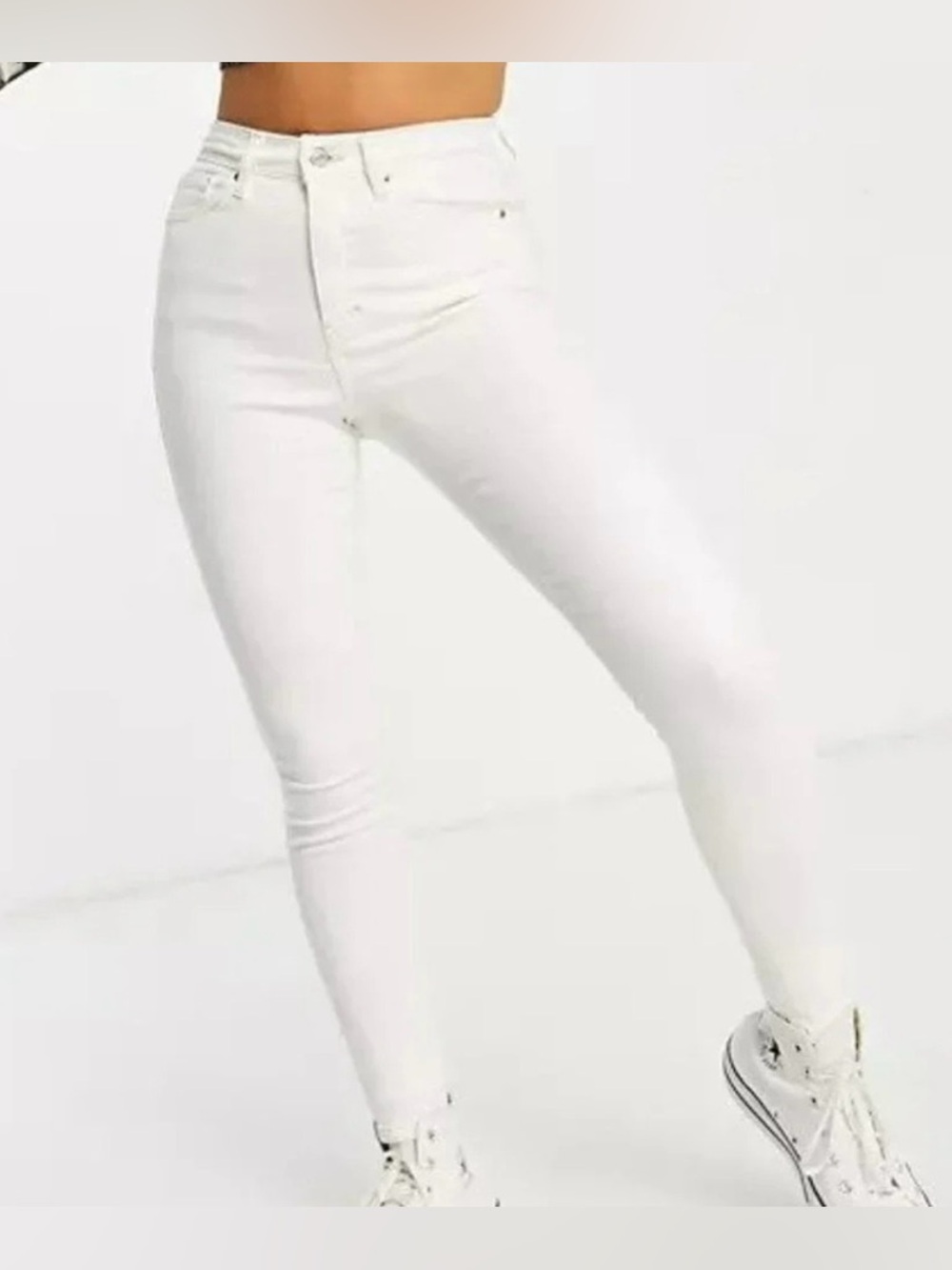 TOPSHOP Moto Jamie High Waist Skinny Jeans Ankle Grazer white W28 L30